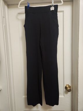 Nama Black Ribbed Wide-Leg Knit Pants W/Pockets Sz M NWOT